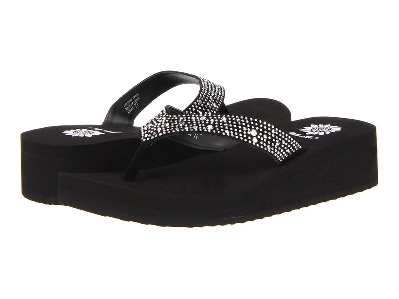 Yellow Box Women's Africa Wedge Flip Flop, Black, 6 - Image 1
